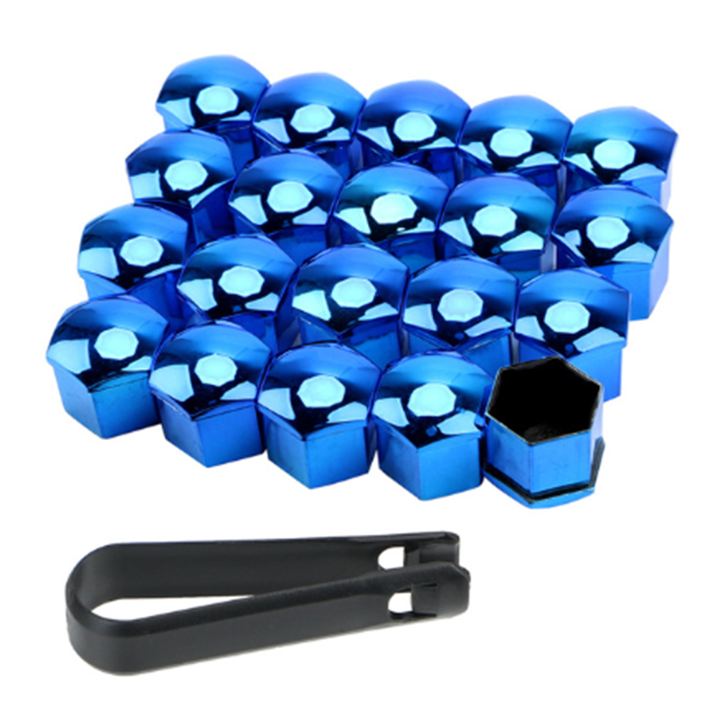 (, 21Mm) 20Pcs Car Wheel Nut Caps W/ Remover Tool, Anti-Rust Blue 6253032013287