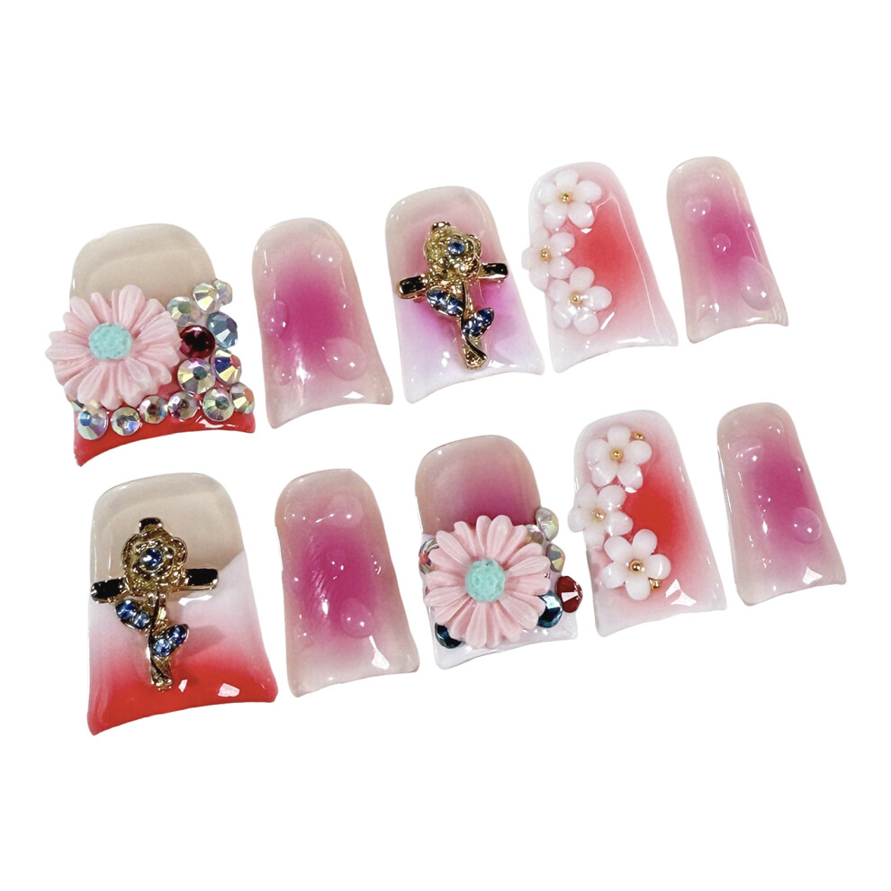 Dcph-Clothing (S) Flower Blush Duck Fake Nails - Easy Stick