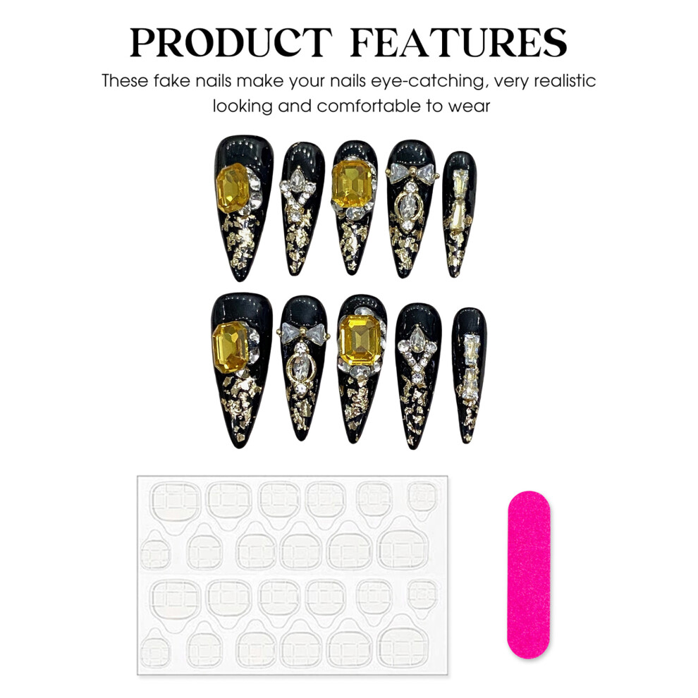Hue-Grain (Xs) Gold Foil False Nails - Natural & Unbreakable