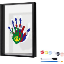 Kit per impronte di mani e piedi di famiglia con cornice in legno personalizzata 9x12, 6 colori, 4 pannelli acrilici – Un ricordo fai-da-te per