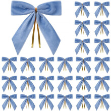 24 hellblaue 1-Zoll-Weihnachtsschleifen für Baum, Kranz, Geschenkpapier, Bastelarbeiten, Hochzeiten, Partys – Deko zum Verdrehen, 3,5 x 3,5 Zoll