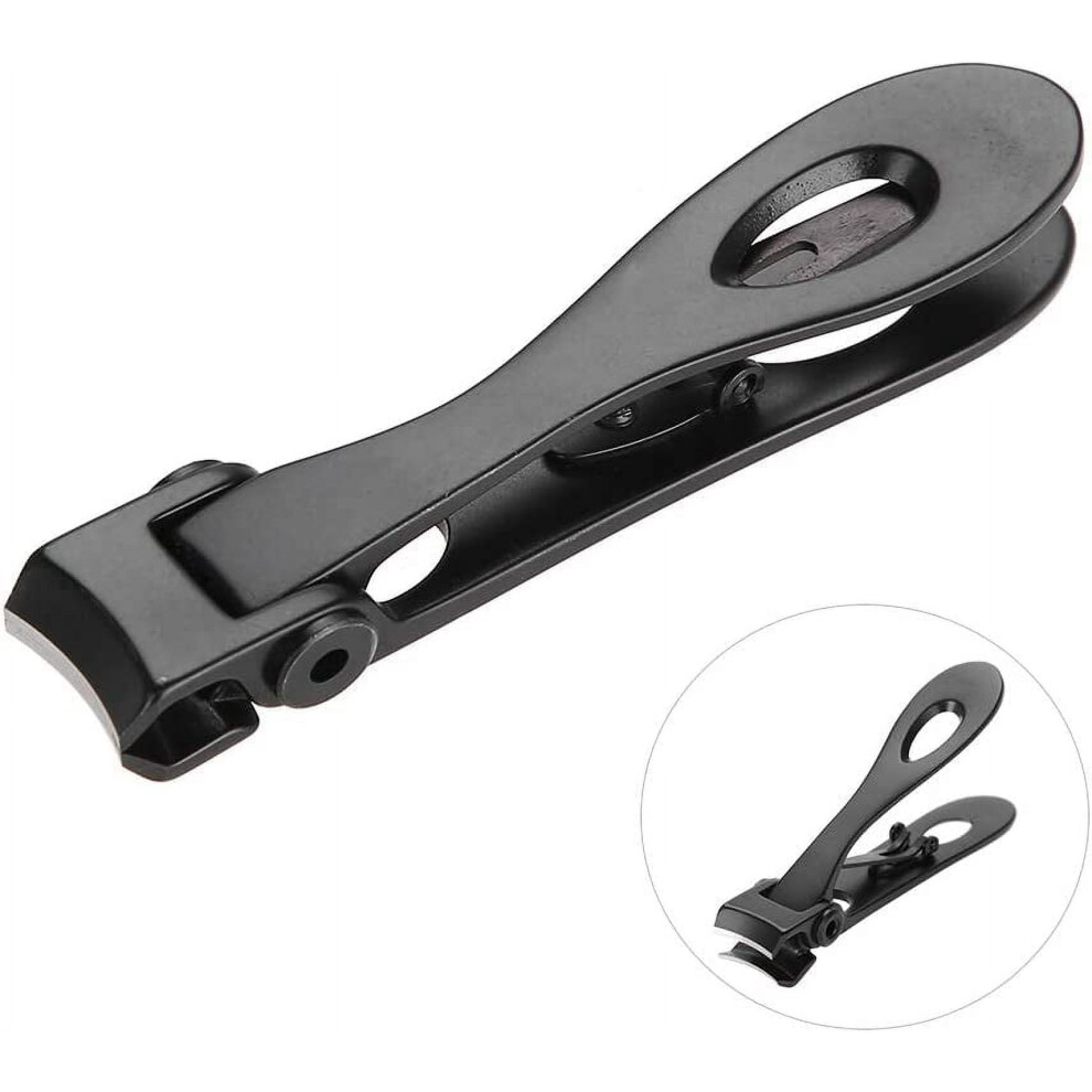 Black Extra Wide Jaw Nail Clippers For Thick Nails Â Heavy Duty Stainless Steel, With File & Box (Black), Compatible With Seniors/Men/Adults