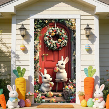 Easter Door Cover 71x35 in – Bunny and Dog Design
