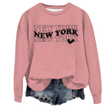 Dámské mikiny s dlouhým rukávem a kulatým výstřihem, trendy ležérní, s potiskem New York City a písmeny, roztomilé baggy mikiny