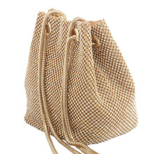 Strassilla koristeltu clutch-laukku, elegantti, kultainen, naisten iltatilaisuuksiin