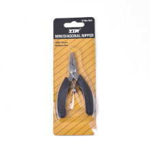 Miniaturowe szczypce tnące boczne ze stali nierdzewnej, płaskie, ferronikiel, z uchwytem z tworzywa PVC, czarne, 100 x 85 x 13 mm