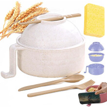 Tigela para ramen de micro-ondas com tampa e conjunto de utensílios (hashis, colher, garfo, cabos) – Ideal para dormitórios, apartamentos de
