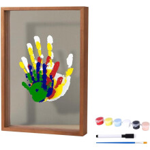 Kit per impronte di mani e piedi di famiglia con cornice in legno 9x12, 6 colori, 4 pannelli acrilici – Un ricordo fai-da-te per genitori, nonni e