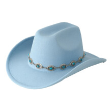 Western cowboyhoed met brede rand en ketting, turquoise, unisex