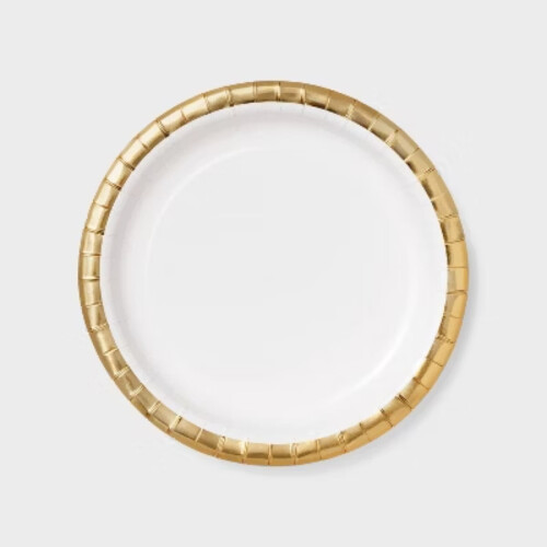 20ct Dinner Plates Gold White Solid - Spritz