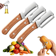 Pelapatate in acciaio inox con manico in legno e