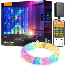400RGBIC LED-gordijnverlichting, 2 x 2 meter, doe-het-zelf GIF, app-gestuurd, IP65, binnen/buiten, feestelijke wand- en raamverlichting