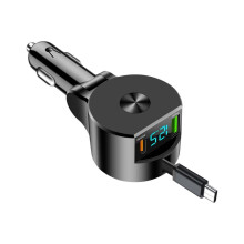 Einziehbares 4-in-1-Autoladegerät mit 30 W für iPhone und USB-C