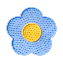 Katte slikkemåtte med sugekopbase blomsterformet langsom fodringsmåtte til katte små hunde kvælningsforebyggende skål (blå - 15 cm)