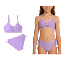 Mädchen-Badeanzüge, zweiteilige Bikini-Sets, schnelltrocknende Bademode, süßer Sommerbikini, 7-8 Jahre
