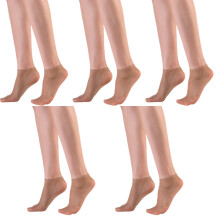 5 par supertransparente nylonstrømper for kvinner lette, gjennomsiktige, lavt utskårne, korte båtsokker med elastiske mansjetter