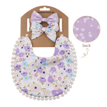 Shldybc Toddler Baby Bandana Drool Bibs for Boys Girls Newborn, Baby Plaid Print Linen Cotton Double Sided Saliva Headband Set