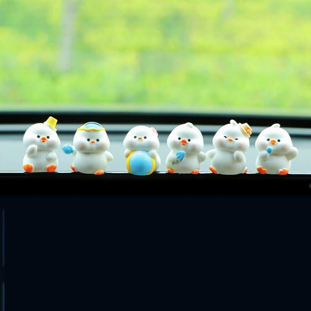 6 Pcs Mini Resin Cartoon Animals Cute Rabbit Car Accessories For Women, Funny Car Rear View Mirror & Dashboard Decorations Light 9340959183449