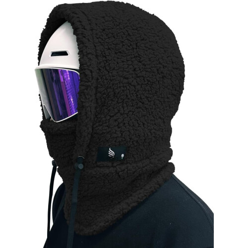 Passamontagna in pile antivento con cappuccio Sherpa, maschera da sci