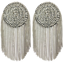 2PCS Rhinestone Shoulder Tassels Epaulettes, Silver Retro Punk Bages Compatible with All Clothing