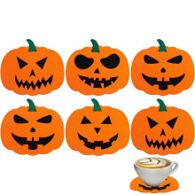 Sada 6 dýňových podtácků s motivem Halloweenu, protiskluzové tepelně odolné podtácky na nápoje pro párty a domácí dekoraci stolu
