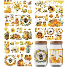 Honey Bee Cartoon UV DTF -mukikääreet, 10 kpl