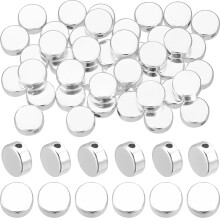 Muntvormige kralen van messing met sterlingzilveren plating, 6x3mm, 50 stuks