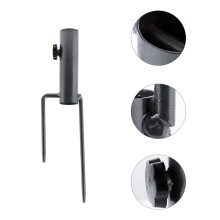 Patio Umbrella Base Stand Black Steel Screw Stake for Secure Outdoor Use