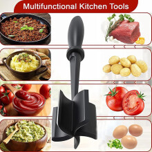 ZOUYUE 5 Curve Chopper Blades Long Handle Heat-Resistant Food Grade Meat Chopper Beef Potato Chopper Cookware Utensil Kitchen Tool