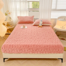 Drap-housse en velours flanelle rose à poches profondes, format Queen (150 x 200 cm), doux et chaud, avec motif cœur et élastique, pour hommes,