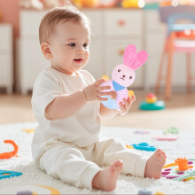 Hand Shaking Rattle Plush Toy Soothing Sounds for 3-12 Months Sensory Play Sleep Aid