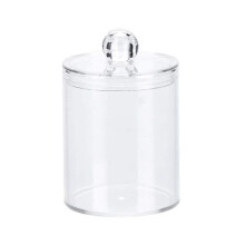 Boîte de rangement ronde pour cotons-tiges avec couvercle, porte-coton en acrylique, organisateur de maquillage rond pour coiffeuse, bijoux et