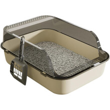 Open Cats Litter Box with Spoon, High Side Anti-Splashing, Semi-Enclosed Removable Cats Litter Boxes, Easy to-Clean, for Kitten to Adult