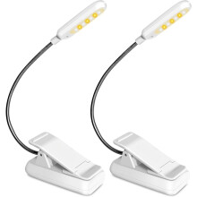 Lampe de lecture à pince, 7 LED avec 9 niveaux de luminosité pour étudier au lit ou au bureau (Blanc 2-)