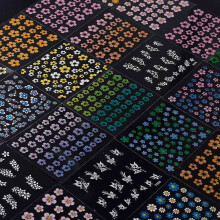 50 adesivos de unhas 3D com estampa floral em cores sortidas para manicure, lindos acessórios de moda para decoração.