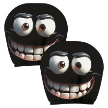 Lot de 2 protège-têtes de siège auto avec des yeux de dessin animé mignons et amusants. Décoration pour appuie-têtes de siège avant de voiture.