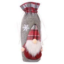 Sacs cadeaux pour bouteilles de vin de Noël, sacs à cordon réutilisables avec motifs de poupées 3D, décorations sur le thème de Noël pour les