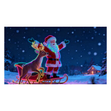 Décoration de porte de garage de Noël 16 x 7 pi activée par UV – Brille dans le noir avec le Père Noël et des rennes, décoration extérieure