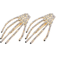 2er-Pack Strass-Haarspangen mit Skeletthand-Motiv, Punk-Glitzer-Haarspangen für Partys