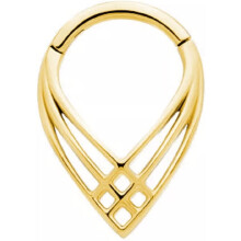 16GA 316L Stainless Steel Triple Cross Pattern Weave Teardrop Shaped Hinged Segment Ring