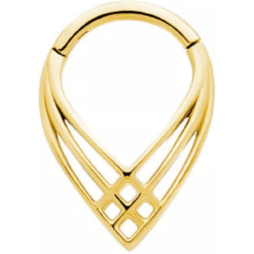 16GA 316L Stainless Steel Triple Cross Pattern Weave Teardrop Shaped Hinged Segment Ring
