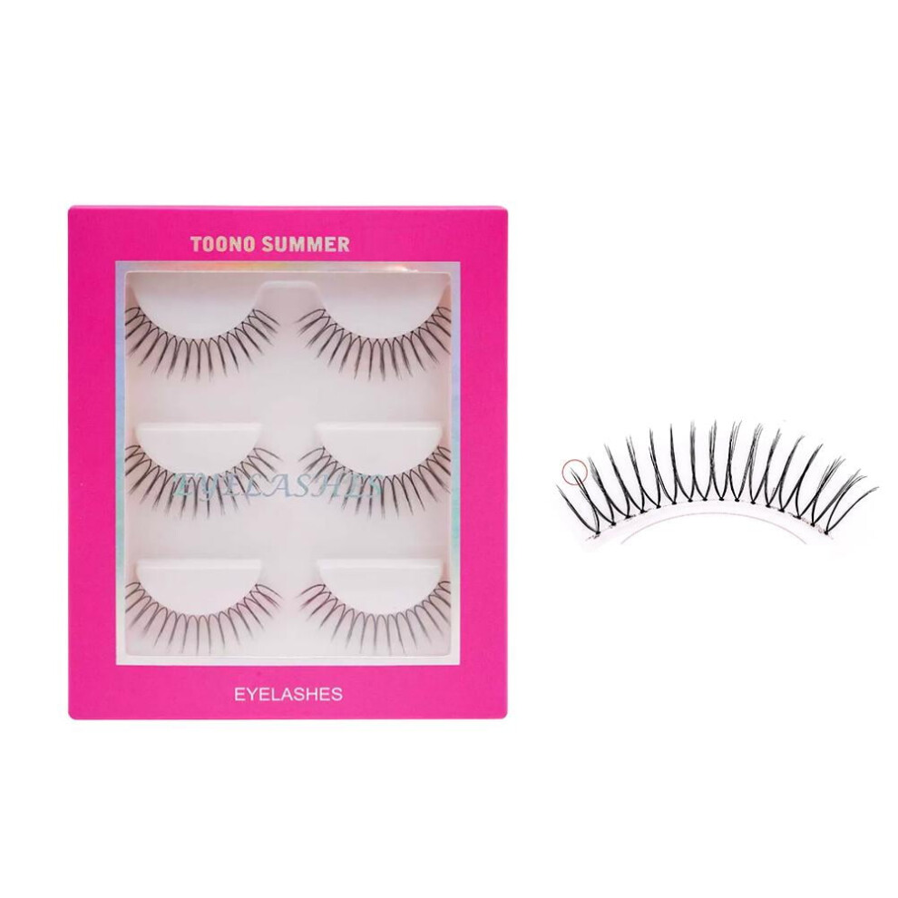 3Pairs Korean U Shape Fake Eyelashes Soft Lashes Natural Wispy Full Strip