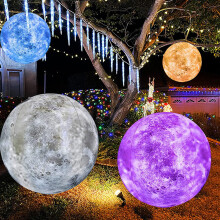 Sfera decorativa gonfiabile a LED a forma di luna, 40,6 cm, grigia