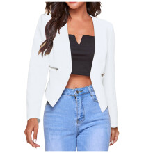 Cotton Linen Blazers for Women 3/4 Sleeve Casual Lapel Suit Jackets Open Front Single Button Office Formal Cardigan White, XXL