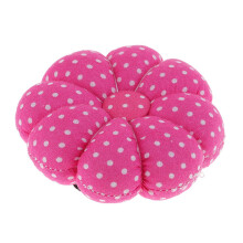 Pumpkin Shape Soft Fabric Pin Cushion Pin Quilting Holder with Wrist Strap DIY Rose Red
