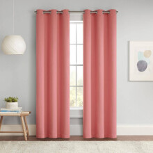 Coral polyester blackout curtain with grommets 37 in W x 84