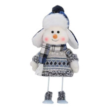 Pekkaxy Christmas Blue Snowman Retractable Cloth Doll Ornament for Tree – Compatible with Xmas Decor