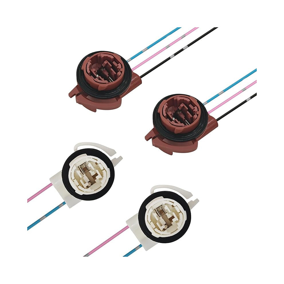 3156/3157 Turn Signal Socket Harness, Pre-Wired Brake Pigtail, Led Front Turn Signal & Drl Connector (4Pcs), Compatible With Ford Light 9353595570689