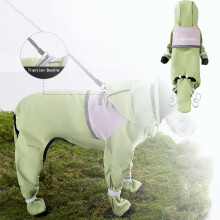 Waterproof Dog Raincoat,Full Coverage 4 Legs Dog Rain Jacket for Small Dogs,Pet Rain Coat with Hood,Reflective Strips Hole Outdoor Raincoat, 30cm