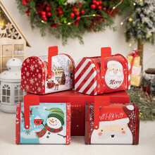 Christmas Mailbox Tin Box 5.31 x 4.92 x 3.14 inches Metal Ornament Storage Box Perfect for Christmas Decorations, Gift for Kids